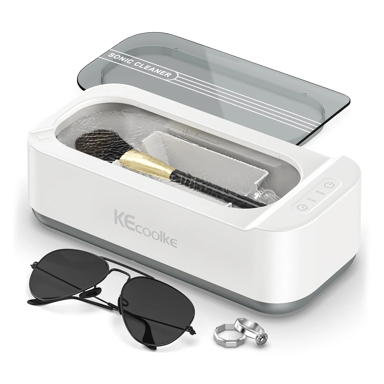 KECOOLKE Limpiador Ultrasónico 400 ml para Gafas, Joyas y Prótesis